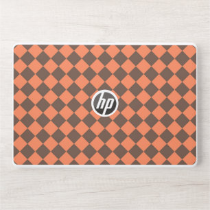 Coral Brown Checker Diamond Pattern HP Laptop Skin