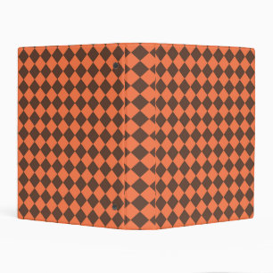 Coral Brown Checker Diamond Pattern Mini Binder