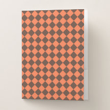 Coral Brown Checker Diamond Pattern