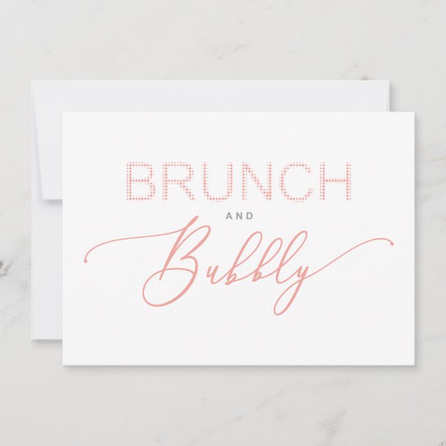 Coral Brunch  Bubbly Bridal Shower Typography (Front)