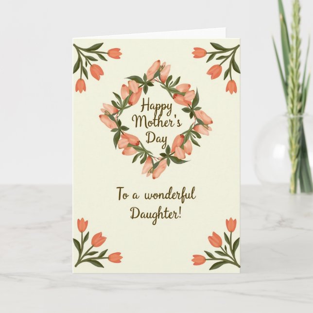 Coral Buds Happy Mothers Day Card (Front)