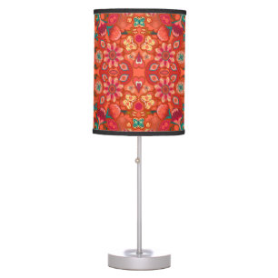 Coral Butterflies & Blooms Lamp