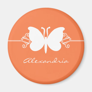Coral Butterfly Swirls Magnet