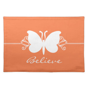 Coral Butterfly Swirls Placemat