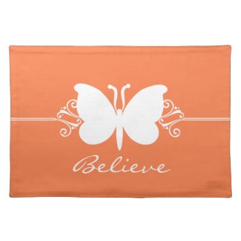 Coral Butterfly Swirls Placemat by Superstarbing at Zazzle