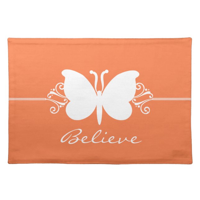 Coral Butterfly Swirls Placemat (Front)