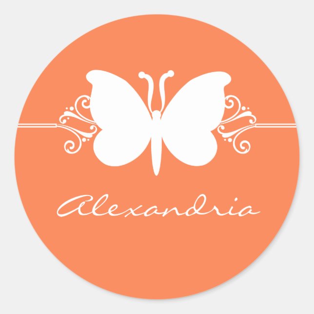 Coral Butterfly Swirls Stickers (Front)