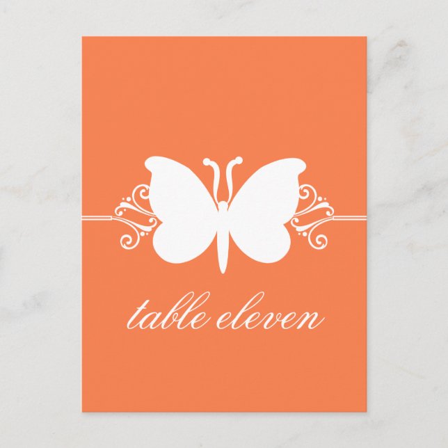 Coral Butterfly Swirls Table Postcard (Front)
