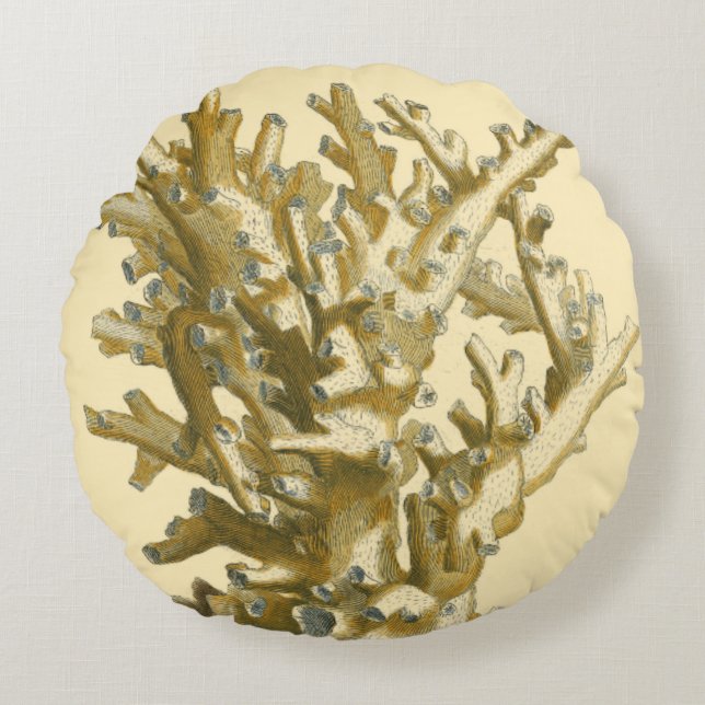 Coral by the Sea Round Pillow (Front)