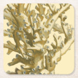 Coral by the Sea Square Paper Coaster