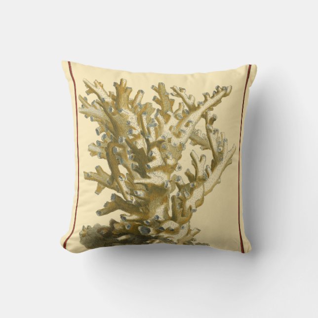 Coral by the Sea Throw Pillow (Front)