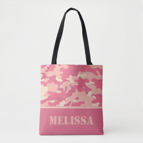 pink camo tote bag