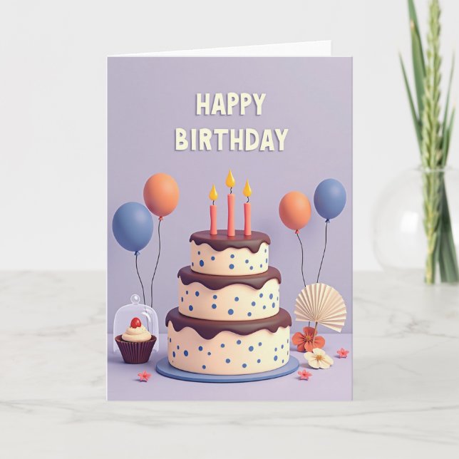 Coral Candles Birthday Card (Front)