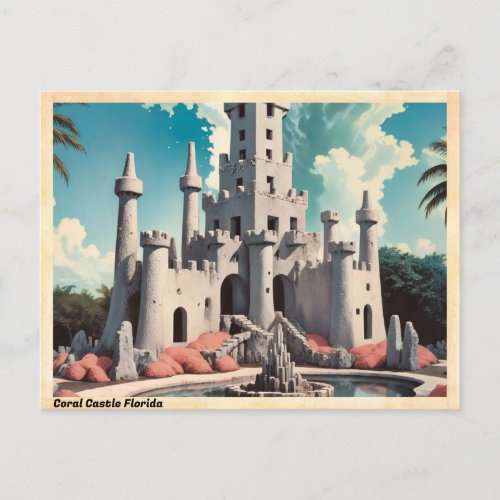 Coral Castle Florida Vintage Travel Postcard