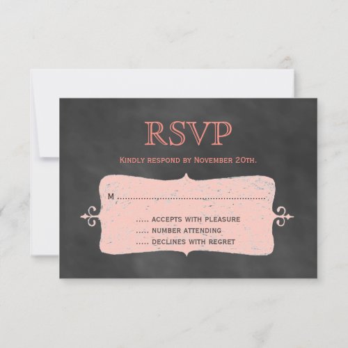 Coral Chalkboard RSVP