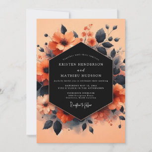 Coral Charcoal Vesper Wedding Invitation