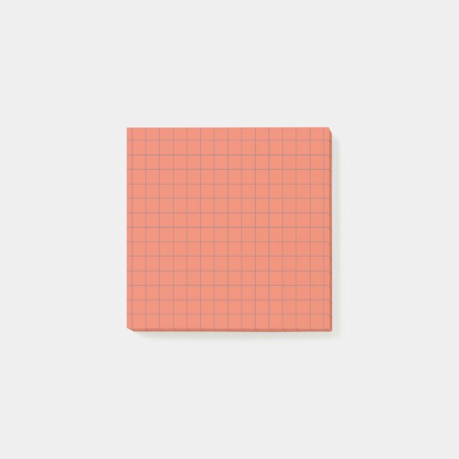 Coral Checkered Pattern Cute Grid Office Supplies  Post-it Notes (Front)