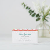 Coral Chevron and Polka Dot Business Card (Standing Front)