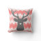 Coral Chevron Heart Nose Deer Pillow