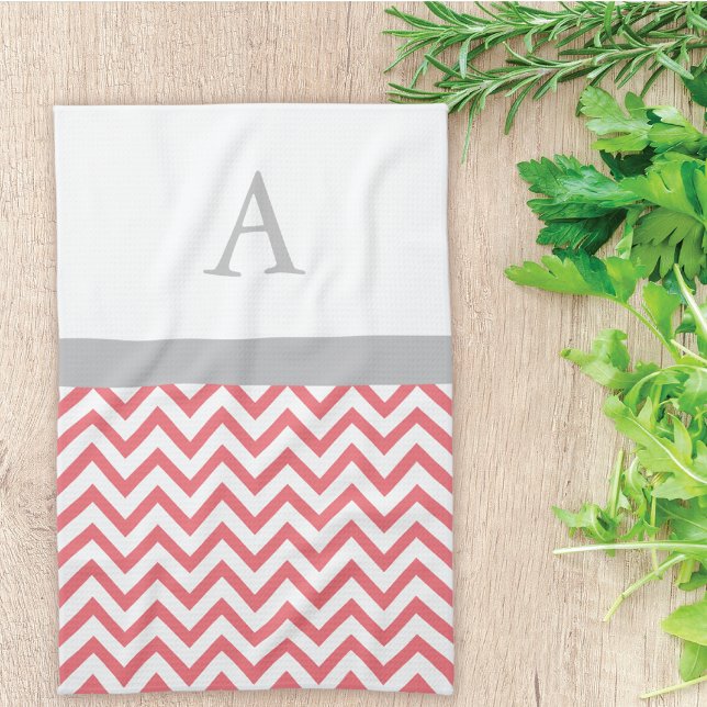 Coral Chevron Monogram Towel (Creator Uploaded)