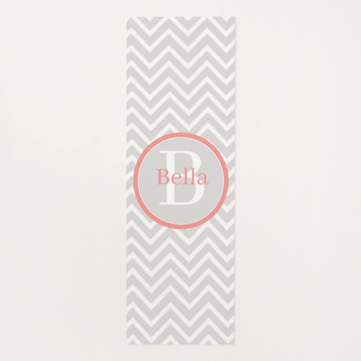 Coral Chevron Monogram Yoga Mat Zazzle