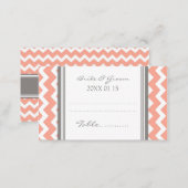 Coral Chevron Wedding Table Place Setting Cards (Front/Back)