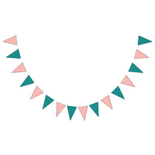 Coral Polkadot And Stripes Welcome Home New Baby Bunting Banner Garland 