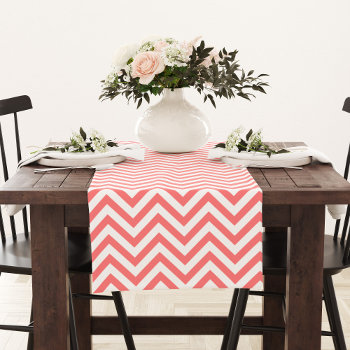Coral Chevrons Pattern Short Table Runner by heartlockedhome at Zazzle