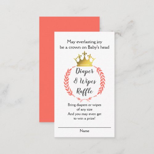 Coral Christian DIAPER WIPES RAFFLE Enclosure Card