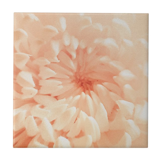 Coral Chrysanthemum Ceramic Tile (Front)