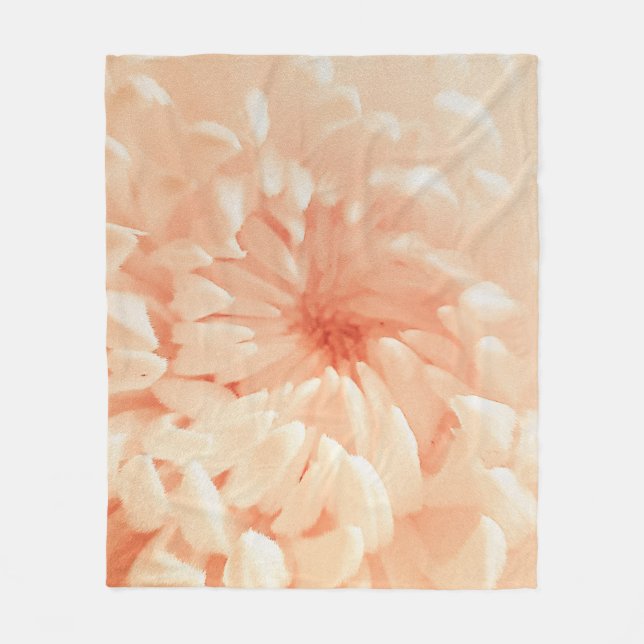 Coral Chrysanthemum Fleece Blanket (Front)