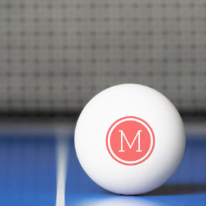 Coral Circle Monogram Personalized Ping Pong Ball