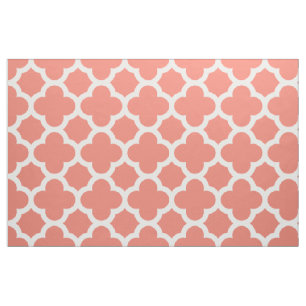 Coral Classic Quatrefoil Pattern Fabric