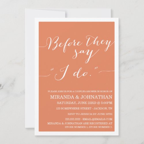 Coral Classy Couple's Shower Invitations
