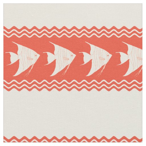 Coral Coastal Angelfish Stripes Fabric