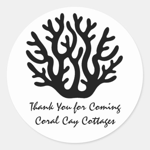 Coral Coastal Beach Theme Business Thank You Classic Round Sticker