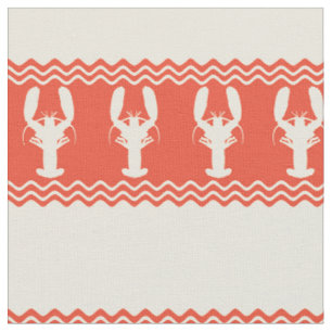 Coral Coastal Lobster Stripes Fabric