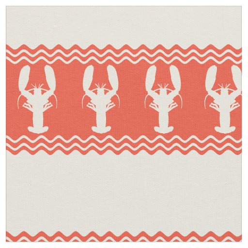 Coral Coastal Lobster Stripes Fabric