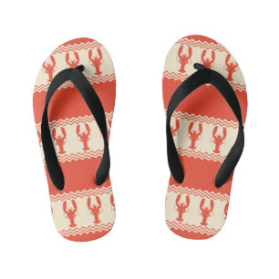 Coral Coastal Lobster Stripes Kid's Flip Flops