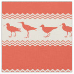 Coral Coastal Sandpiper Bird Stripes Fabric