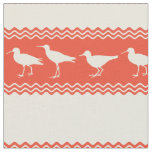 Coral Coastal Sandpiper Bird Stripes Fabric