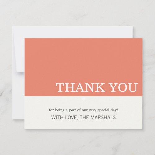 Coral Color Block Wedding Thank You Cards Personalized Announcements