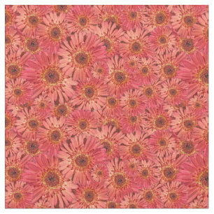 Coral Colored Gerbera Daisies Photos Patterned Fabric