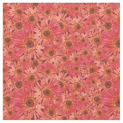 Coral Colored Gerbera Daisies Photos Patterned Fabric