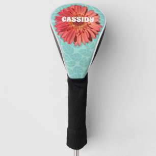 Coral Colored Gerbera Daisy Photo Mint Green Golf Head Cover