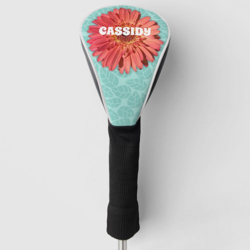 Coral Colored Gerbera Daisy Photo Mint Green Golf Head Cover