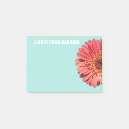 Coral Colored Gerbera Daisy Photo Mint Green Post_it Notes