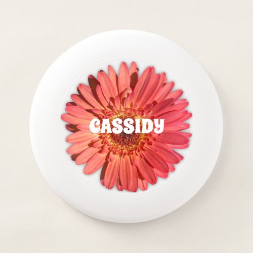 Coral Colored Gerbera Daisy Photo Personalized Wham_O Frisbee