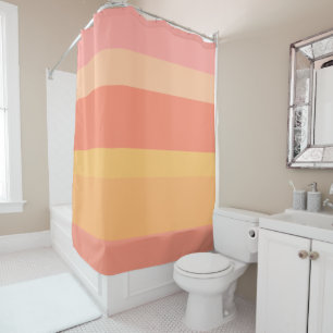 Coral Colors Chic Salmon Peach Cream Stripes Shower Curtain