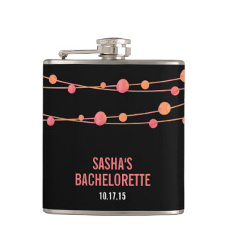 Coral Confetti Personalized Bachelorette Party Flask